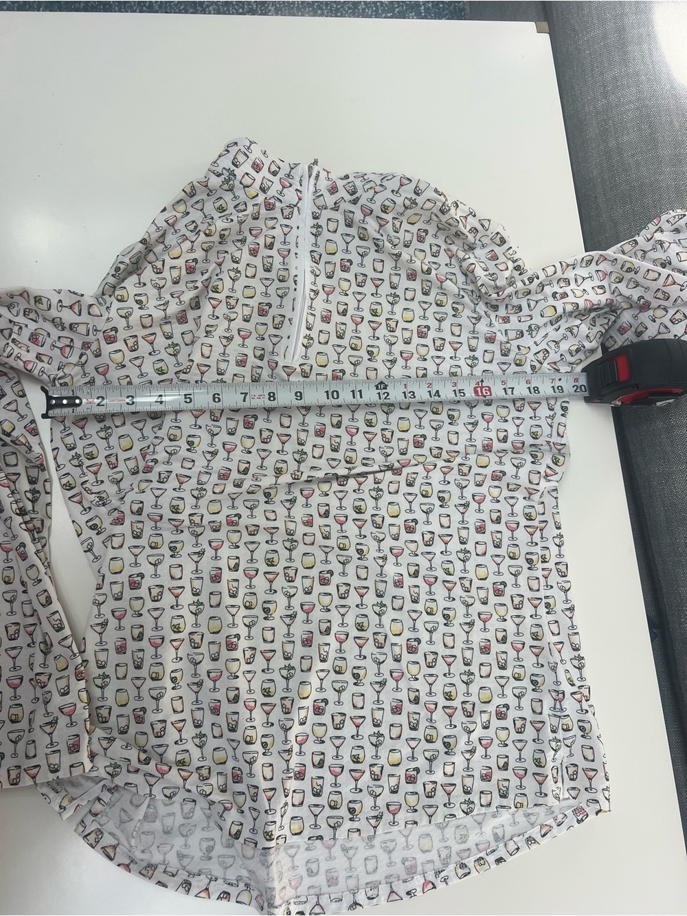 SanSoleil Golf Shirt Pullover Womens xl SolTek Cocktail Print White 1/4 Zip